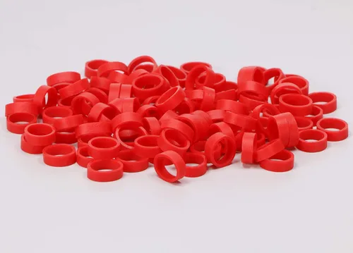 Vista 4 de ONLYKXY 250 piezas de bridas de silicona rojas líneas de datos, lazos de cordón de silicona, anillos de goma reutilizables, correas de amarre