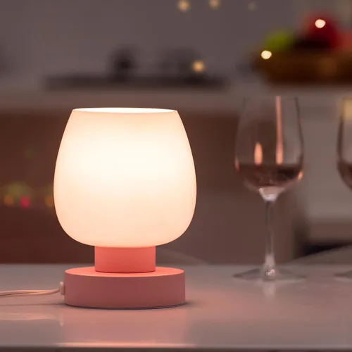 Vista 13 de Lámpara de Mesa de Noche Táctil - Lámpara Pequeña Rosa para Dormitorio con Puertos de Carga USB C+A, Regulable de 3 Niveles, Lámpara de Escritorio