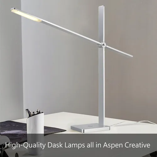 Vista 3 de Aspen Creative 40083-4 Juego de 1 lámpara de mesa con candelabro, diseño contemporáneo en níquel satinado, 8.0 x 8.0 x 19.5 pulgadas, azul, Amarillo