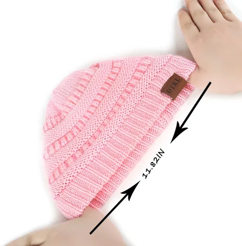 Vista 3 de Gorros de punto cálidos de invierno para niños y niñas, gorros suaves para bebés y niñas