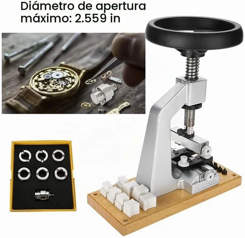 Vista 3 de Focket Abridor de caja de reloj, herramienta de reparación de reloj de pulsera con 6 troqueles para abrir y cerrar relojes Oyster
