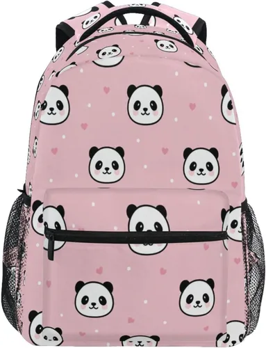 Vista 9 de ATTX Mochila Panda personalizada con tu nombre y texto para computadora Negro