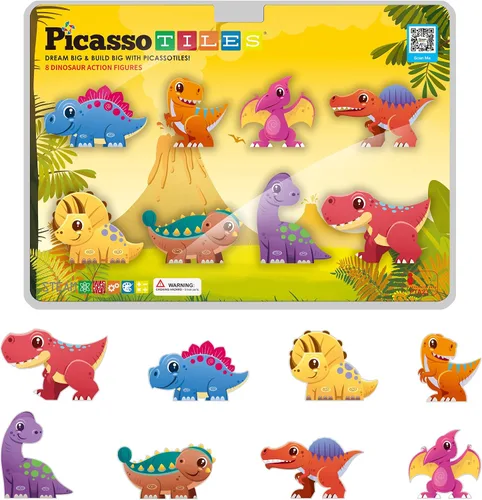 Vista 14 de PicassoTiles 8 figuras magnéticas de animales de granja, complemento de 8 Animales de granja