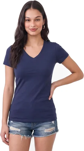 Vista 70 de Emmalise Camiseta de manga corta para mujer, cuello en V, tallas junior y plus