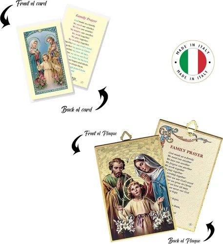 Vista 6 de Placa católica con imagen de la Sagrada Familia, tarjeta de oración laminada, oración del Señor, lámina dorada, imagen de la Sagrada Familia