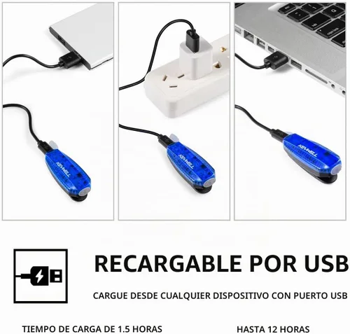 Vista 2 de Luces LED de seguridad recargables USB-C (paquete de 2) - Luces estroboscópicas con clip para corredores, corredores, caminantes, niños, perros Azul