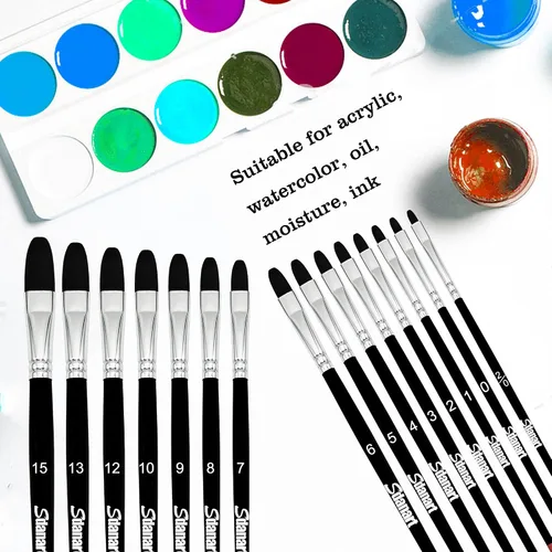 Vista 5 de Sdanart Filbert - Juego de pinceles de pintura, 15 piezas de diferentes tamaños, pinceles de artista para acuarela, acrílico, detalles de tinta