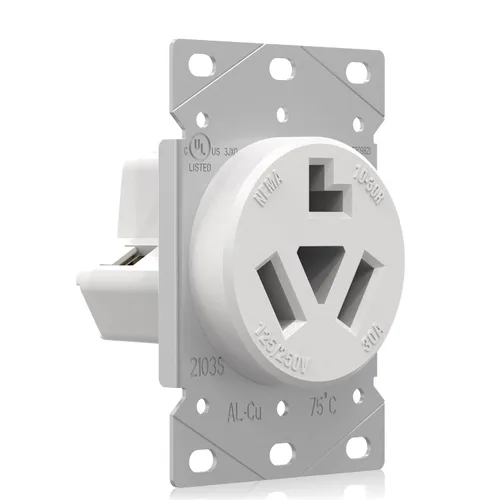 Vista 8 de ELEGRP Receptáculo de alimentación de montaje empotrado blanco de 30 amperios y 250 V, NEMA 6-30R, toma de corriente de hoja recta
