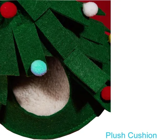 Vista 3 de Juego de 5 piezas de hámster para masticar, árbol de madera, decoración de hábitat, sombrero de Navidad para chinchillas de animales pequeños