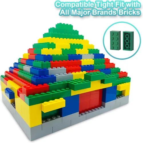 Vista 7 de Bloque de construcción multicolor, 121 piezas de 2 x 4, compatible con bloques de construcción clásicos, juguetes creativos de bloques