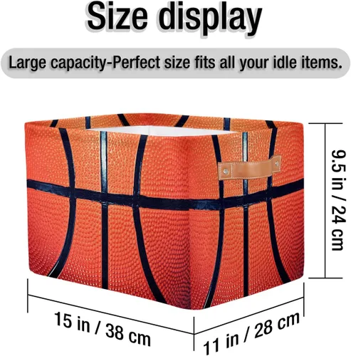 Vista 4 de Cesta de almacenamiento pequeña con asas para niños, juguetes de baloncesto, pelota deportiva, cubos de almacenamiento plegables de tela, cesta