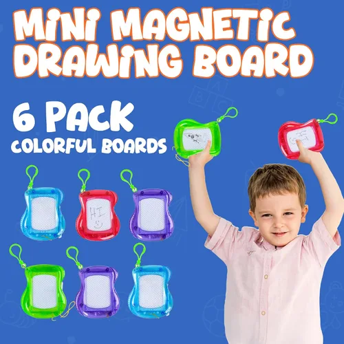 Vista 2 de Bedwina Mini Pizarra Magnética de Dibujo para Niños - (Paquete de 6) Tableros de Dibujo con Clip para Llavero de Mochila, Bloc Borrable