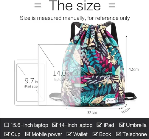 Vista 7 de Bolsa impermeable con cordón para ir al gimnasio o la playa, o practicar deportes, unisex