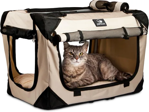 Vista 11 de Transportador de mascotas para gatos y perros, lado suave, mediano de 20 x 13 x 13 pulgadas, se adapta a la mayoría de gatos o perros pequeños