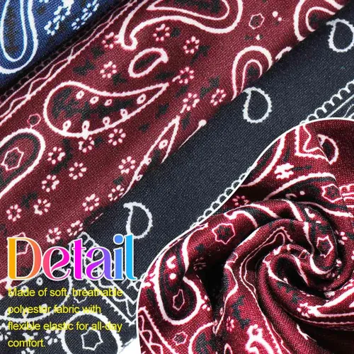 Vista 4 de CAKURE Diademas anchas bohemias anudadas para la cabeza, bufanda africana para la cabeza, accesorios para el cabello de motocicleta, para mujeres