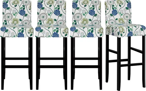 Vista 31 de Lellen Juego de 2 fundas para taburetes de bar, fundas jacquard para taburetes de bar, fundas deslizables elásticas para taburetes de bar