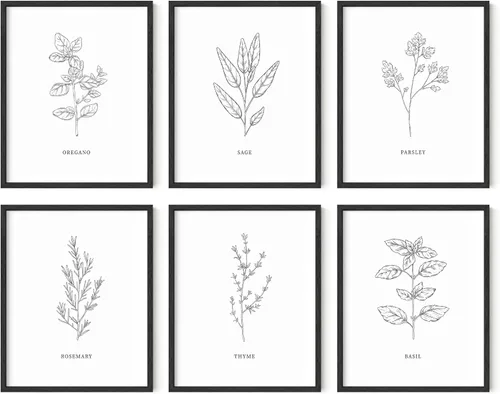 Vista 19 de HAUS AND HUES Pósteres florales y de plantas, juego de 6 impresiones botánicas, arte de pared de flores y plantas, decoración botánica