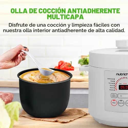 Vista 5 de NutriChef Olla a Presión Eléctrica de 6 Cuartos Olla a Presión Digital de Mostrador de 12 Funciones Tiempo y Temperatura Ajustables Función