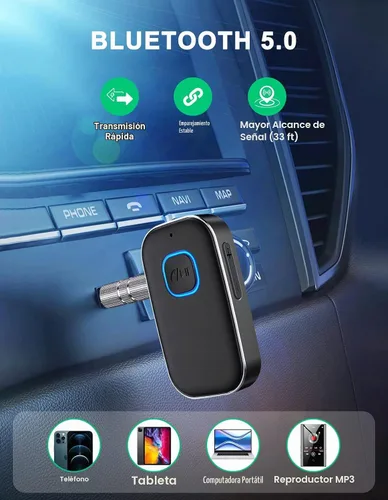 Vista 3 de COMSOON Adaptador AUX Bluetooth para automóvil, receptor Bluetooth con reducción de ruido para música/llamadas manos libres, receptor de audio