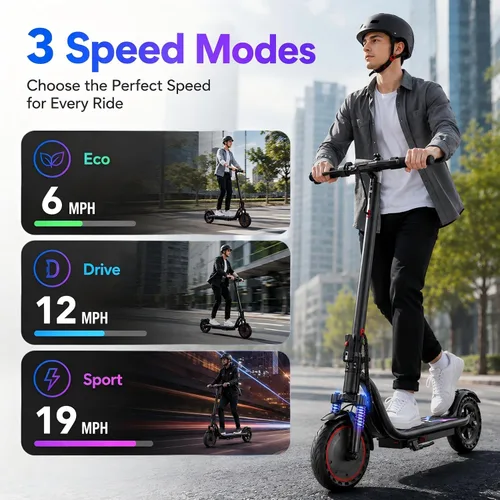 Vista 5 de Scooter eléctrico para adultos con motor de 350 W, 21 Mi, 19 MPH Black-Red