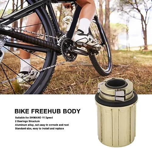 Vista 2 de Tbest Cuerpo Freehub con rodamientos, cuerpo Freehub de 11 velocidades, aleación de aluminio, 2 rodamientos 0.591 in agujero Freehub cuerpo