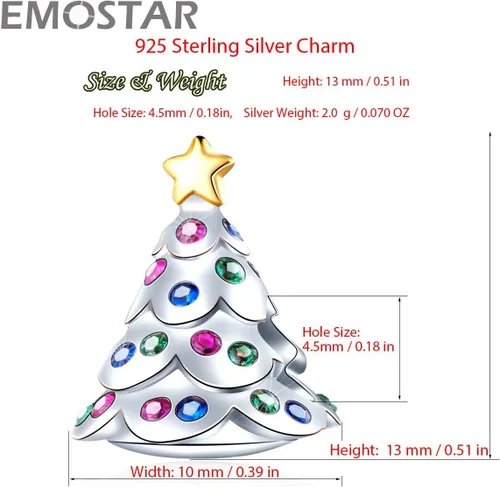 Vista 4 de Juego de dijes de Navidad para pulseras de Navidad Pandora, dijes de árbol festivo y árbol familiar de la vida, juego de joyas en plata de ley 925