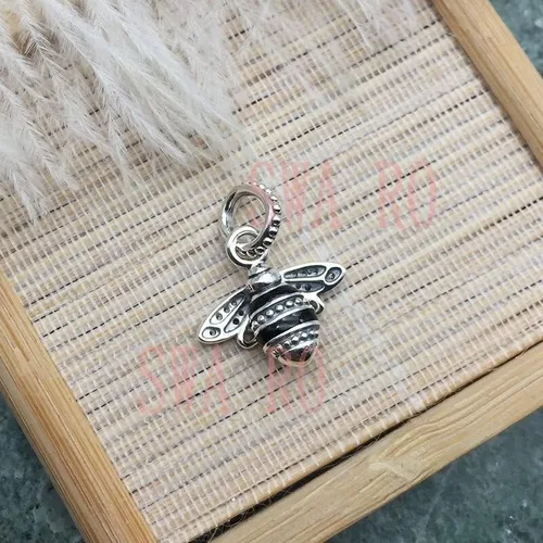 Vista 3 de Pulsera de plata 925 con dije de flor rosa 2020