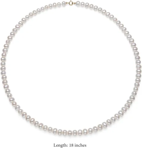 Vista 2 de Juego de aretes y collar de perlas de agua dulce de oro de 14 quilates, 18 pulgadas