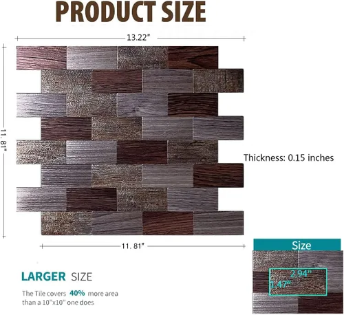 Vista 3 de Azulejos autoadhesivos para salpicaduras de 10 hojas para decoración del hogar, adhesivo de aluminio 3D para pared, cocina, baño, chimenea, mesa