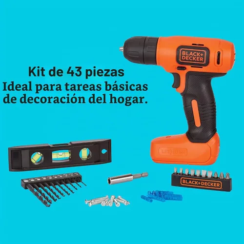 Vista 3 de BLACK+DECKER 8V MAX Taladro inalámbrico + Kit de proyecto para decoración del hogar de 43 piezas (BDCD8HDPK)