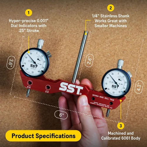 Vista 2 de SST - Sistema Mini de Tramado para Torno y Fresadora - Tramado, Alineación y Cuadrado para Calibración de Máquinas - Para Desalineación Angular