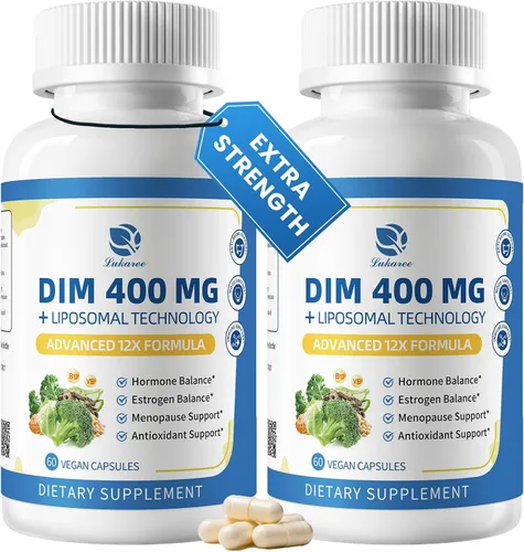Vista 10 de Lukaree DIM Suplemento 400 mg para mujeres – 12 en 1 cápsulas liposomales diminutas – con cohosh negro, isoflavonas de soja y ácido alfa lipoico