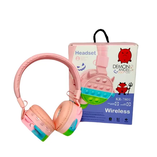 Vista 4 de Diadema Inalámbrica Audífono Bluetooh Diseño Demonio Pop It