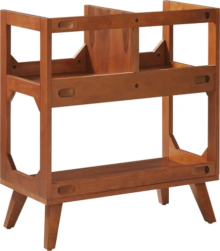 Vista 3 de Crosley Furniture Asheville - Soporte para discos moderno de mediados de siglo, almacenamiento de vinilo, con capacidad para hasta 260 discos, nogal