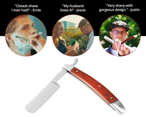 Vista 4 de Profesional Kit de Maquinilla de Afeitar Recta Con Strop, Brocha De Afeitar, Cuero Strop - Navaja de Barbero Navaja de Barbero