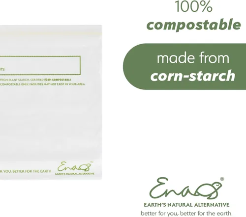 Vista 3 de Bolsas de almacenamiento de alimentos 100% compostables [Paquete de 50 galones] Bolsas de congelador ecológicas, bolsas resellables, resistentes