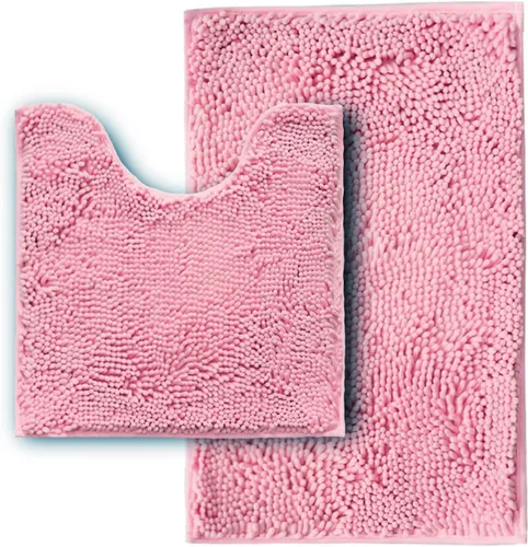 Vista 34 de Juego de alfombras de baño de 2 piezas, súper absorbente suave, gruesa, lavable en lavadora, alfombra de baño de chenilla antideslizante, alfombra