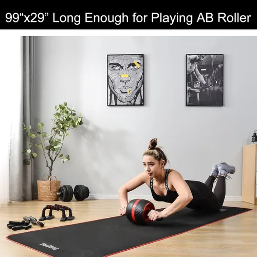 Vista 4 de Tapete de ejercicio para AB Roller AB Mat delgado de grande, manta de pícnic, impermeable, negro, largo, plegable, de tela de poliéster Oxford