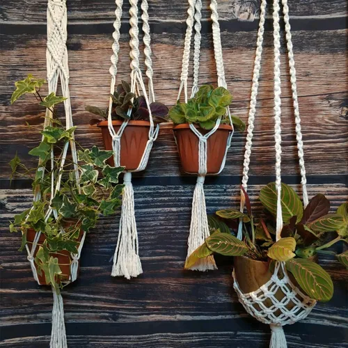 Vista 5 de Cordón de algodón para macramé de 0.118 in x 547 yardas, sin teñir, suave de 4 hebras trenzado, 100% algodón natural para colgar en la pared hecho a