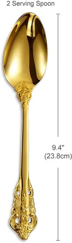 Vista 2 de KEAWELL Cuchara grande de servicio de 2 piezas, acero inoxidable 18/10, cuchara de servir fina y grande, cucharada resistente, apta para Dorado