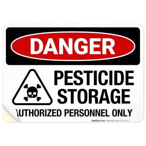 Vista 18 de Danger Pesticide Storage Authorized Personnel Only Sign, 10x7 Inches, Rust Free .040 Aluminum, Made in USA by Sigo Signs