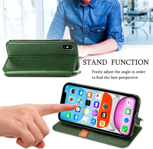 Vista 2 de Funda compatible con Xiaomi Poco X3 GT, compatible con Redmi Note 10 Pro (China) 5G con cierre magnético con soporte para tarjetas, color verde