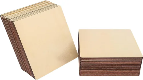 Vista 9 de 150 cuadrados de madera para manualidades, piezas de madera sin terminar de 5 x 5 pulgadas para manualidades, hojas de madera en blanco, hojas