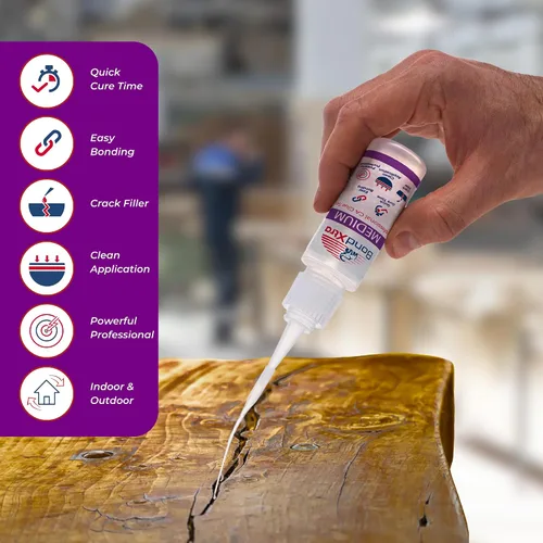 Vista 4 de Pegamento CA mediano de 2 onzas para carpintería, kit de superpegamento premium para torneado de madera con botellas adicionales, tapas