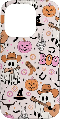 Vista 17 de Spooky Ghost Cowboy Cute Halloween Boo Western Retro Pastel Case for iPhone 17