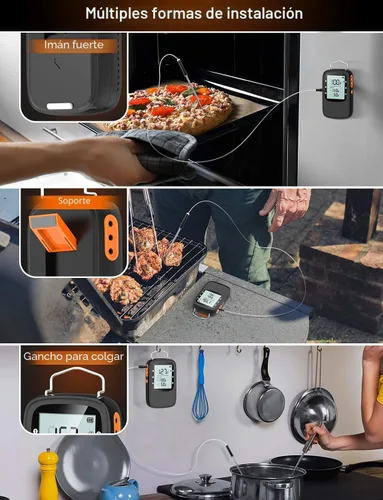 Vista 8 de Govee Termómetro Bluetooth para carne, termómetro inalámbrico de carne para horno ahumador, termómetro digital para parrilla con 2 sondas, modo