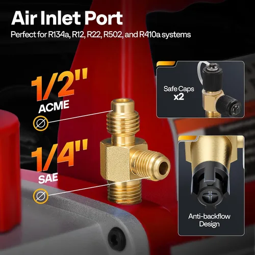 Vista 4 de VIVOHOME Bomba de vacío HVAC de 2 etapas y 110 V 1/2 HP 5CFM y kit de manómetro de CA de 4 vías con báscula electrónica de carga de refrigerante