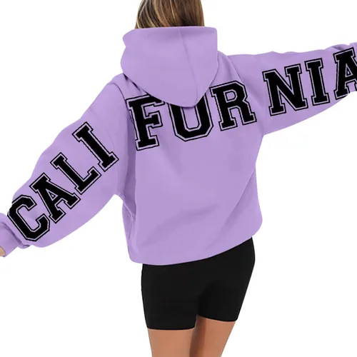 Vista 3 de Sudaderas con capucha de gran tamaño para mujer, sudadera de cuello redondo, manga larga, casual, trajes de moda de talla grande 2023