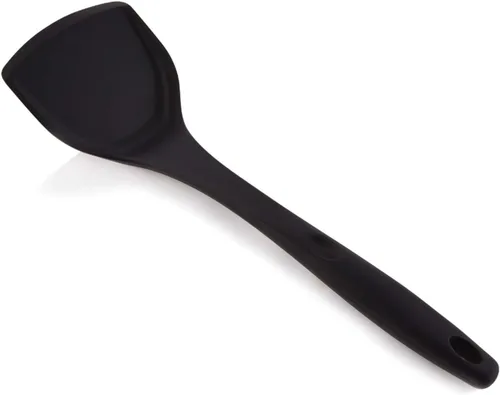 Vista 2 de Espátula Wok de silicona negra+juego de pinzas de silicona de 3 piezas