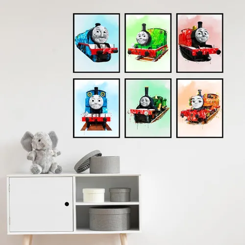 Vista 6 de BigWig Prints Thomas the Train - Juego de póster de Percy Train Thomas y sus amigos, decoración de pared de tren de Thomas, decoración de cumpleaños